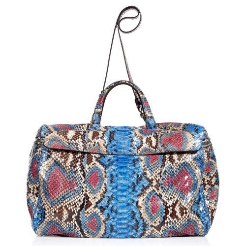  Zagliani Electric Blue Python Tote with Shoulder StrapMULTIFEED_END_14_